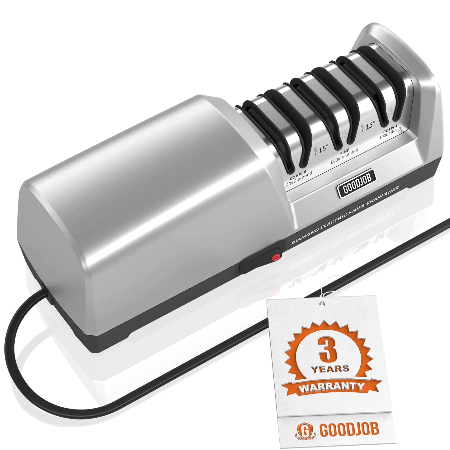 Professional 3-Stage Electric Knife Sharpener – Diamond & Resin Polishing