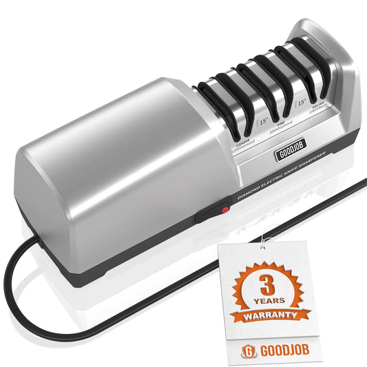 Professional 3-Stage Electric Knife Sharpener – Diamond & Resin Polishing
