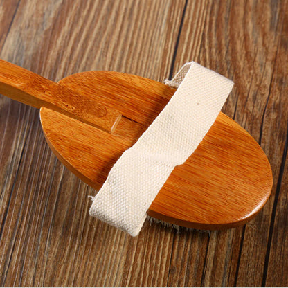 Luxury Bamboo Exfoliating Bath Brush – Long Handle & Detachable Massager