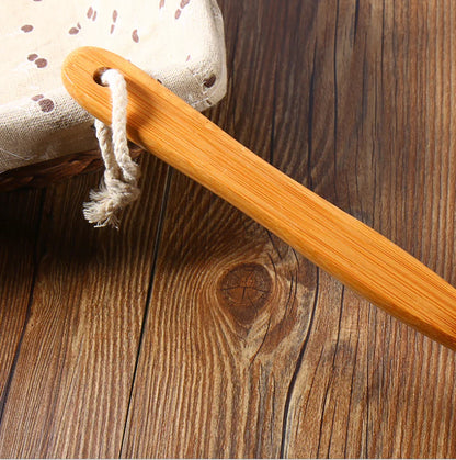 Luxury Bamboo Exfoliating Bath Brush – Long Handle & Detachable Massager
